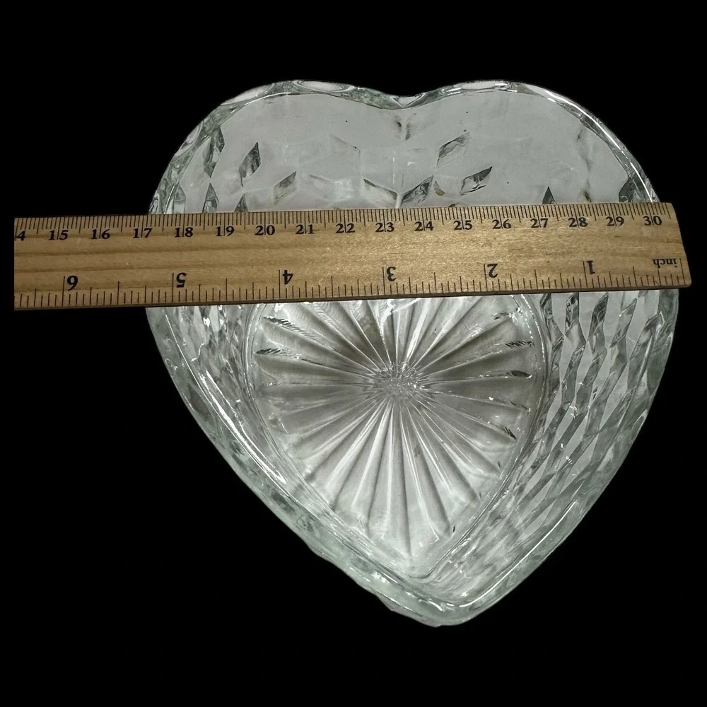 Homco Glass Heart‎ Box Fostoria Whitehall Colony Cubist Candy Trinket Lid VTG